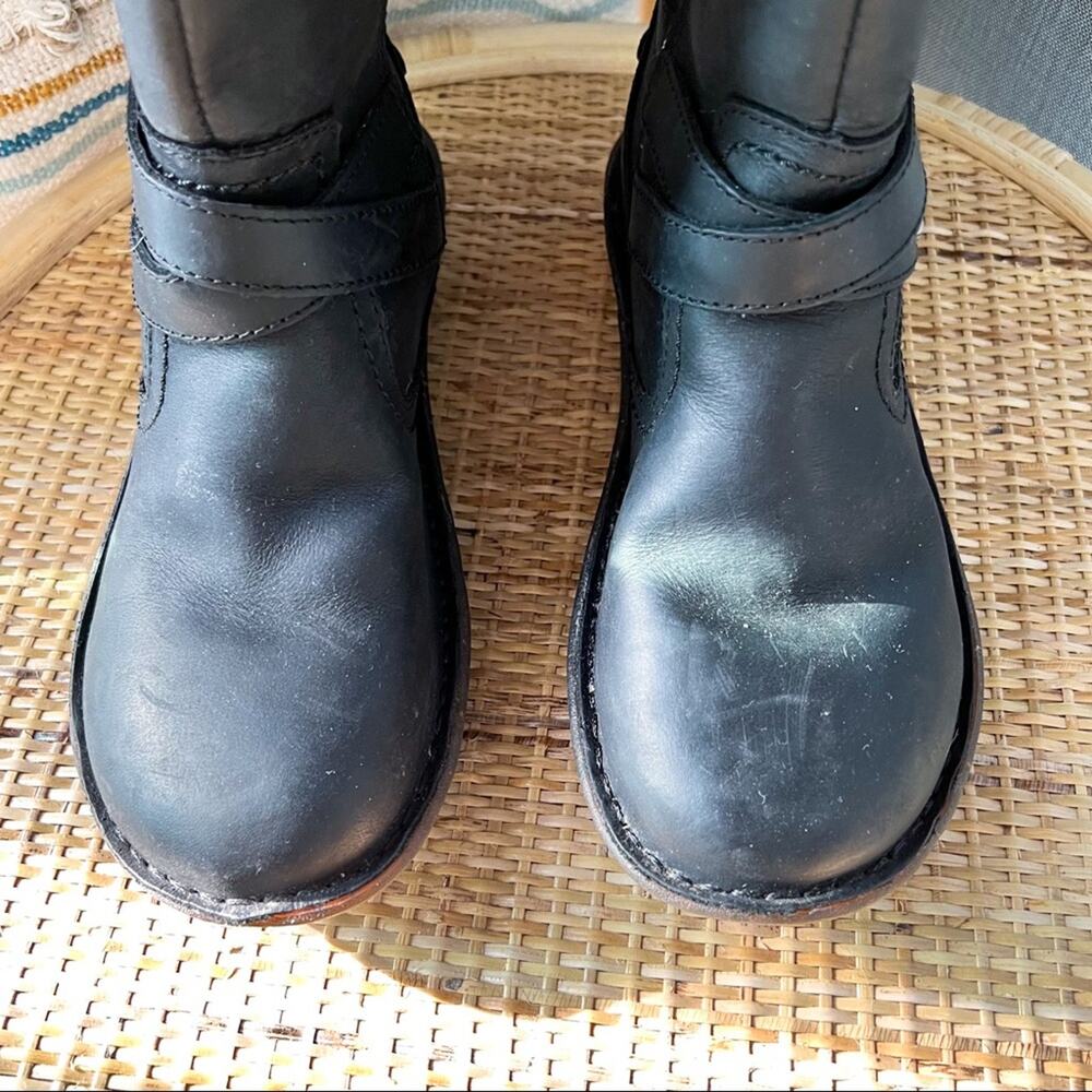 UGG Rosen Black Shearling Lined Tall Leather Winter Boots Women’s 6 - Picture 4 of 11